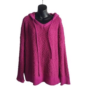 Lala Factory Women's Purple/Pink Hooded Pullover Soft Sweater Size S/M